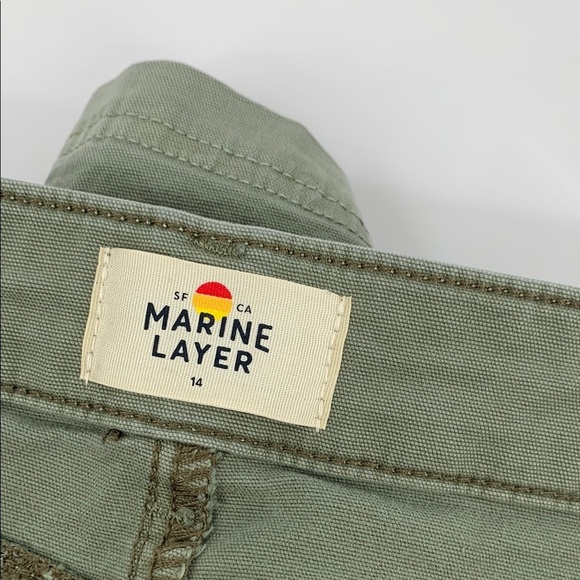 Marine Layer Utility shorts olive green stretch cotton twill patch pockets 14 - Picture 4 of 4